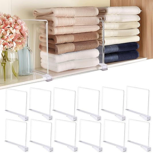 Shelf Dividers for Closet Organization, 12Pcs Closet Purse Organizeder Acrylic Shelf Dividers Purse Closet Organized Closet Dividers for Shelves Clear Shelf Dividers Shelf Separators in Closet (5Pcs)
