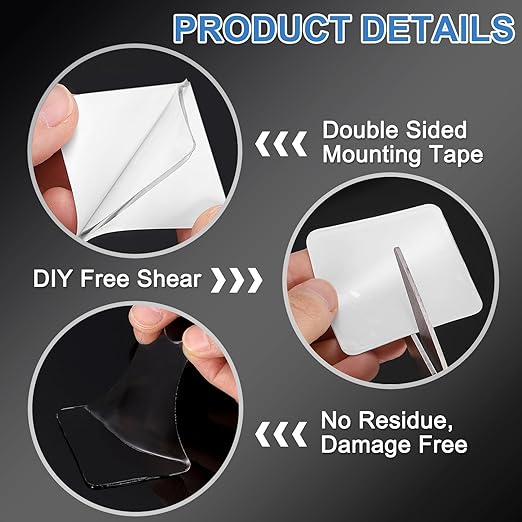uxcell 30Pcs Double Sided Adhesive Pads, 2.36" x 1.18" Clear Removable Heavy Duty Mounting Tape Picture Hanging Sticky Adhesive Pad for Wall, Poster Picture, DIY Craft