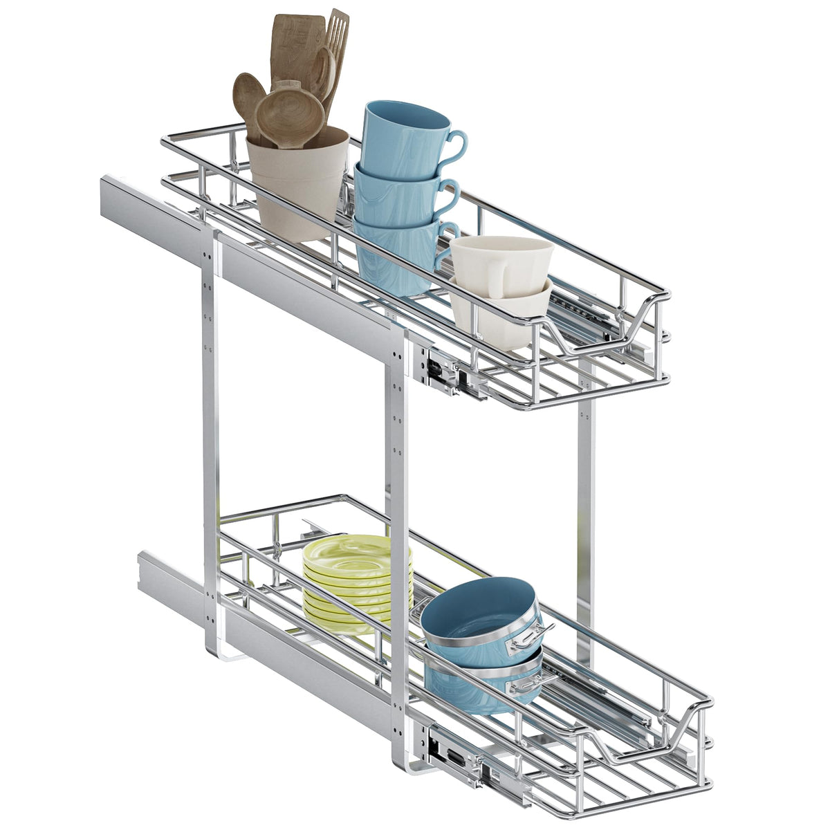 2-Tier Pull Out Cabinet Organizer, 5.5" W x 21.5" D - Image 1