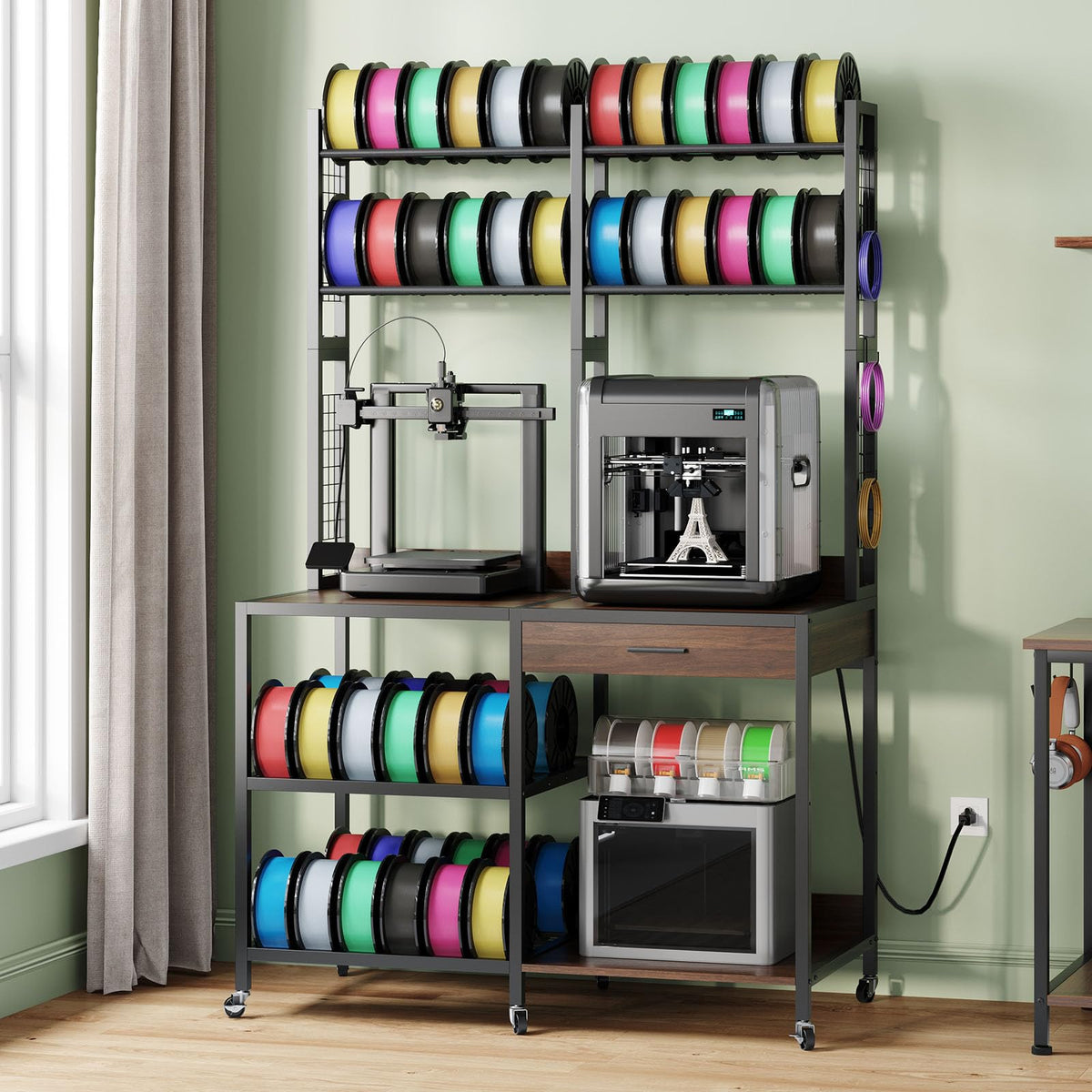 3D Printer Stand with Filament Storage, Table with Top Shelf - Image 1