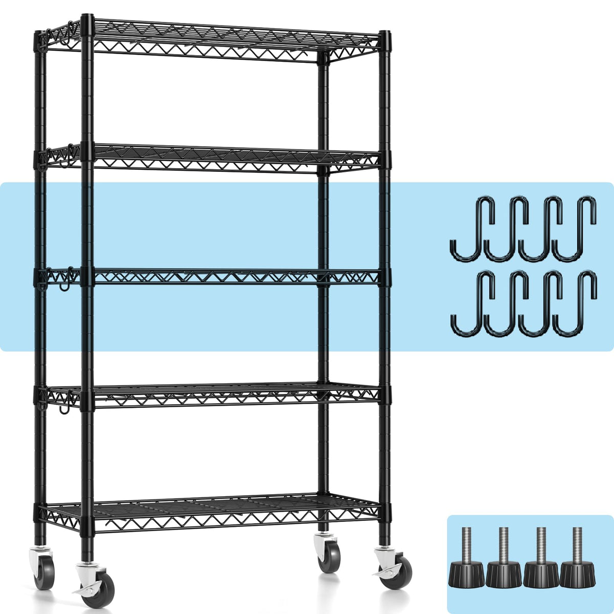 Wire Shelving, 1900lbs Capacity 5 Tier Heavy Duty NSF Wire - Image 1