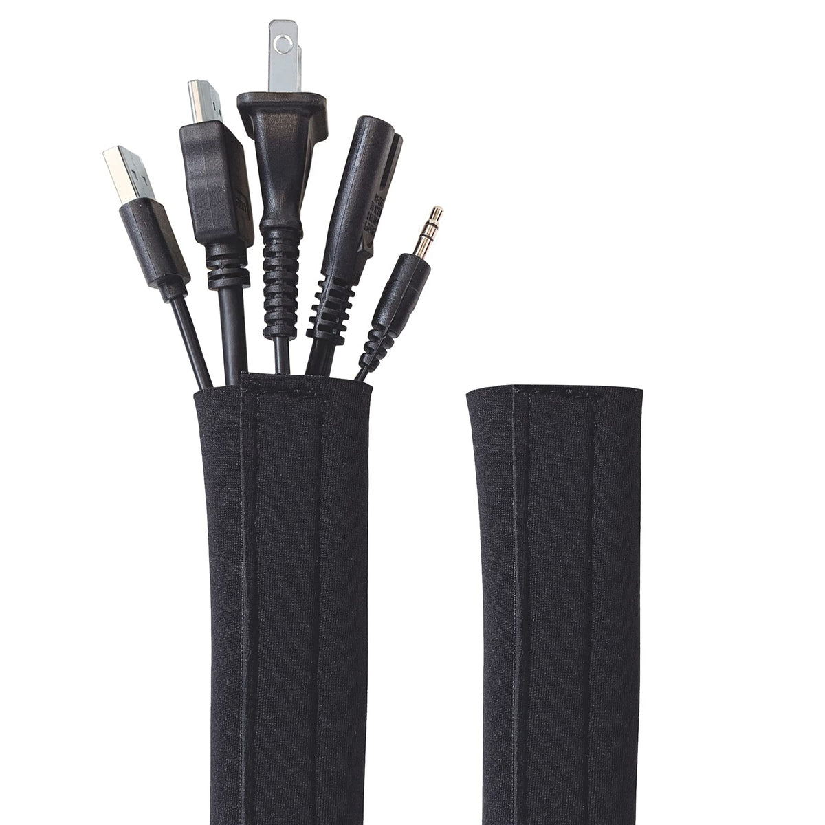 Wrap-It Storage Hook and Loop Cable Sleeve, Black, 48", 2-Pack - Image 1