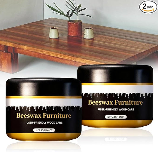 Beeswax Gleam Premium Furniture Wax - All-Natural Wood Polish & Conditioner, Waterproof Restorer & Cleaner for Wood Furniture (2 Pcs)