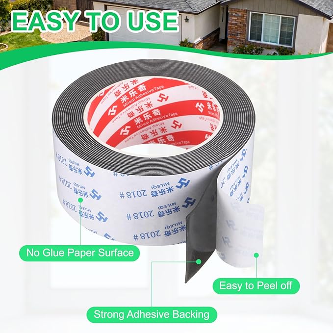 PATIKIL 3Roll Sponge Rubber Foam Tape, 1 31/32" W x 1/32" t x 16.4ft l Self-Adhesive Foam Insulation Tape Weather Stripping for Window Door Soundproofing Weatherstrip AC Seal Strip, Black