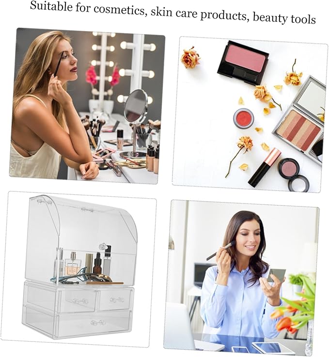 Cosmetic Storage Box Acrylic Makeup Case Thick Material Crystal Diamond Pattern Desktop Organizer