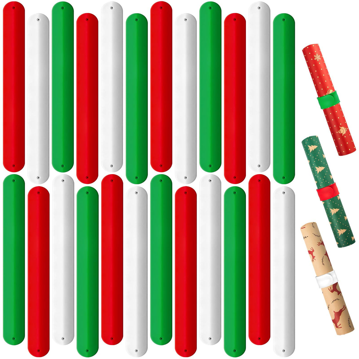 LBSXQGS 24Pcs Holiday Wrapping Paper Holder, White Red - Image 1