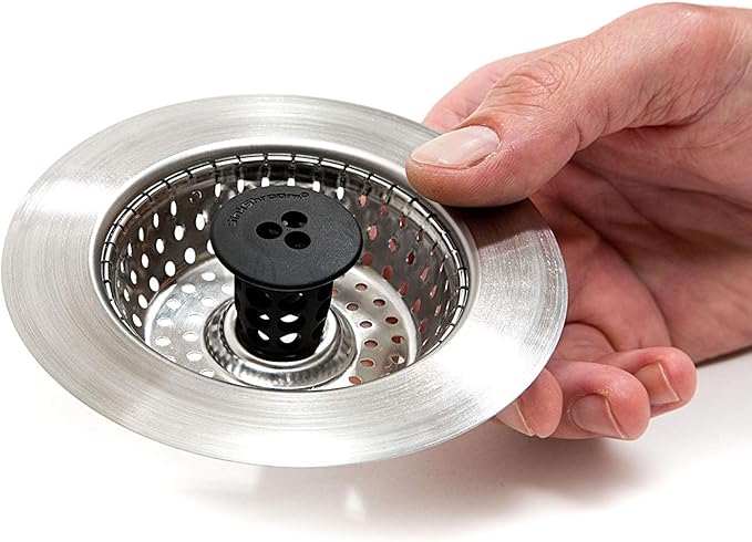 Kitchen SinkShroom Revolutionary Clog-Free Stainless Steel Sink Strainer, Black, 6-Pack