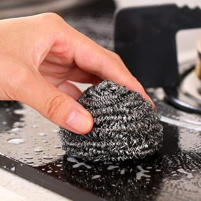 12 Pack Stainless Steel Scrubber, Steel Wool Scrubber,Scouring Pads,Metal Scrubbers for Cleaning,Stainless Steel Sponge,Steel Wool Scrubber for Cleaning Dishes Sinks Ovens Pans Pots Kitchen