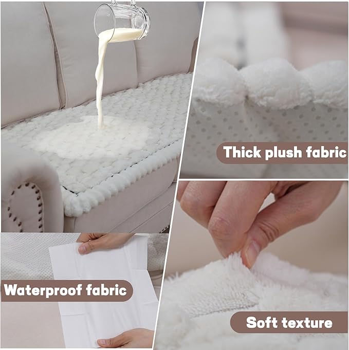 Waterproof Couch Cover for Dogs Washable,Non Slip Fuzzy Durable Couch Covers for 3 Cushion Sofa Pet Friendly Sofa Cover Dog Thick Soft Slipcovers Protector Couches Mat Bed (Beige, 27.6" x 59.06")