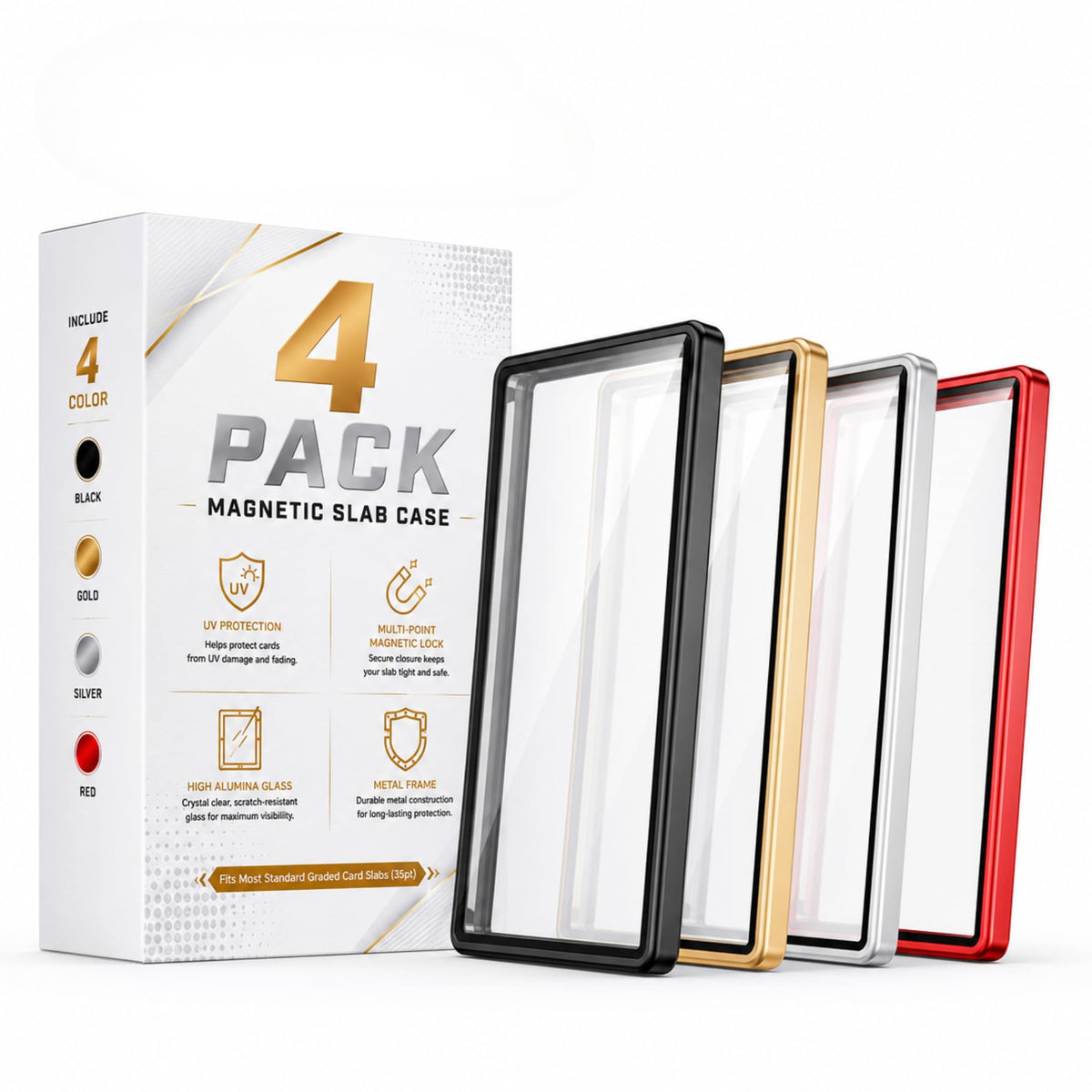 PSA Slab Protector 4 Pack, Tempered Glass Magnetic Display Case - Image 1