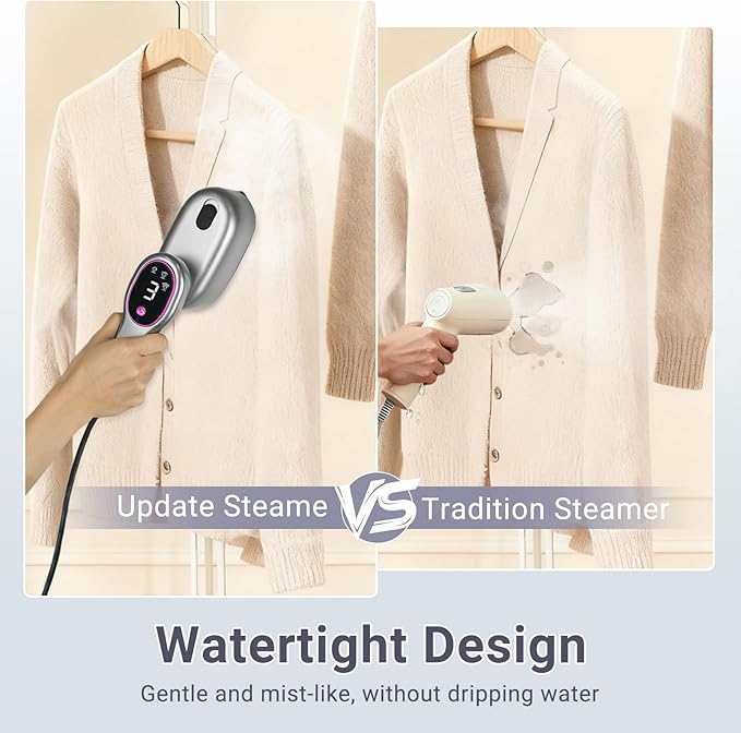 Travel Steamer for Clothes, 1200W Portable Handheld Garment Steamer with Touch Screen, Large Ceramic Panel, 15-Second Fast Heat-Up with 5 Modes, Ironing for Home and Travel