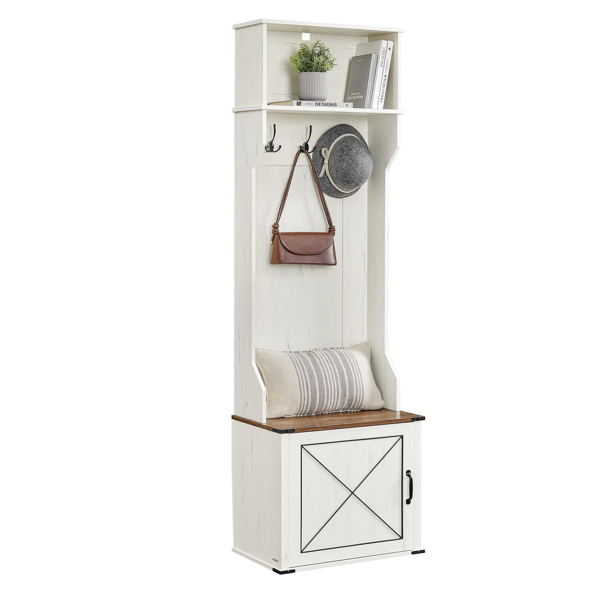 VASAGLE Hall Tree with Bench and Shoe Storage, 3 Tri-Hooks - Image 1
