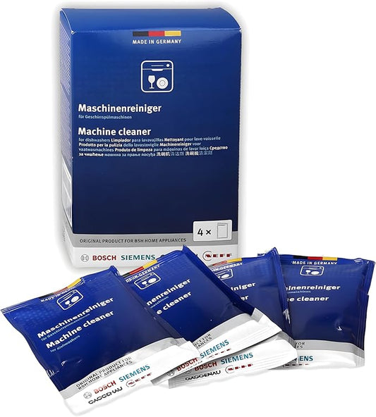 Bosch 312477 Dishwasher Cleaner – 1 Pack of 4 Bags (Total: 6.4 oz / 180g, Each 1.6 oz / 45g) – Removes Limescale & Grease – Improves Performance & Extends Appliance Life