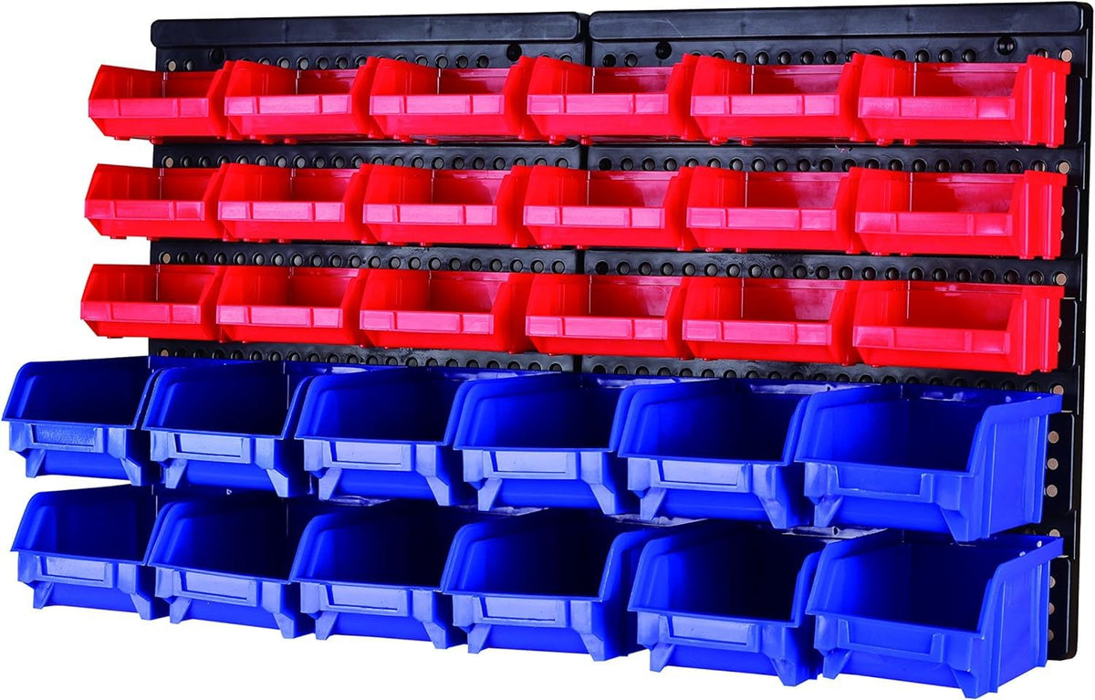 MaxWorks Wall Mount Storage Rack 30 Bin Heavy‑Duty Organizer - Image 1