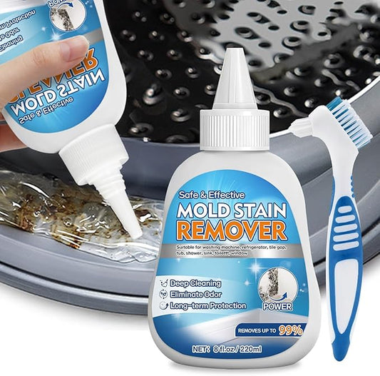 Mold Stain Remover Gel, 8 fl oz Heavy Duty Washing Machine Cleaner for Front Loader Washing Machine Seal, Bathroom Grout, Shower, Caulk - Front Load Washer Cleaning Solution