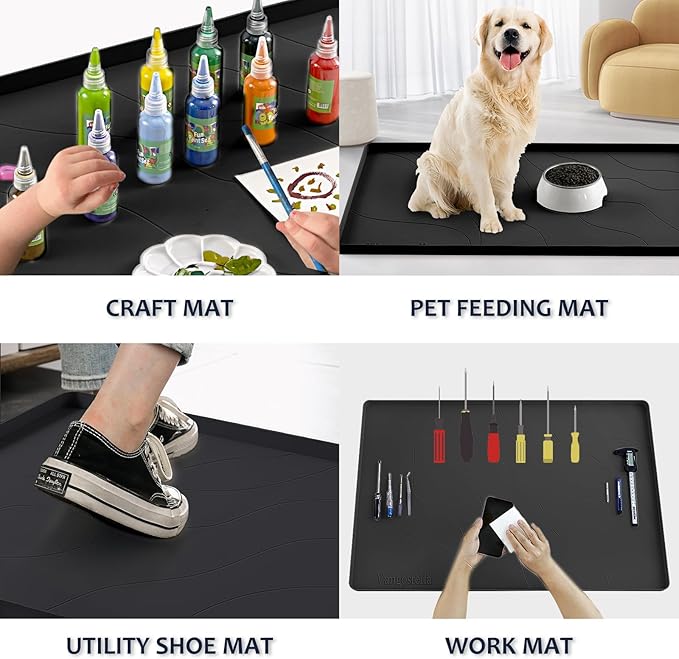 Heavy Duty Silicone Under Sink Mats for Kitchen Waterproof 31" x 22", Extra Thick Under Sink Rubber Mat Drip Tray, Raised Edge Under Sink Liner,Prevent Drips, Leaks, Spills,Black