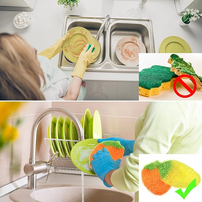 10 Pieces Strawberry Colorful Scrubber Cute Multiuse Dish Scrubber Non Scratch Dish Sponge Strawberry Kitchen Decor Washcloth for Scrubbing, Dishwashing, Scrubbers, Bathrooms, Floors (5 Colors)