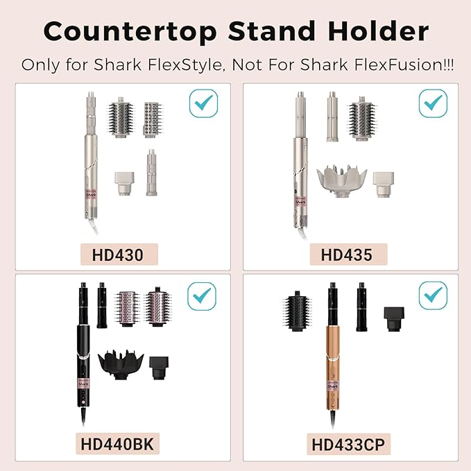 Affogato Hair Dryer Holder Compatible with Shark FlexStyle, Wall Mount Organizer for Shark Flex Style HD430/HD435/HD440BK/HD433CP Attachments, Storage Rack for Curlers Brushes Diffuser Accessories