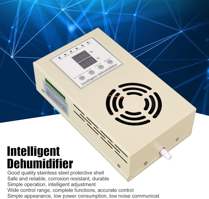 Closet Dehumidifier, Drainage Fully Functional Dehumidifier Controller Fan Type, Dehumidification Device with Temperature Probe for Control Cabinets, Furniture