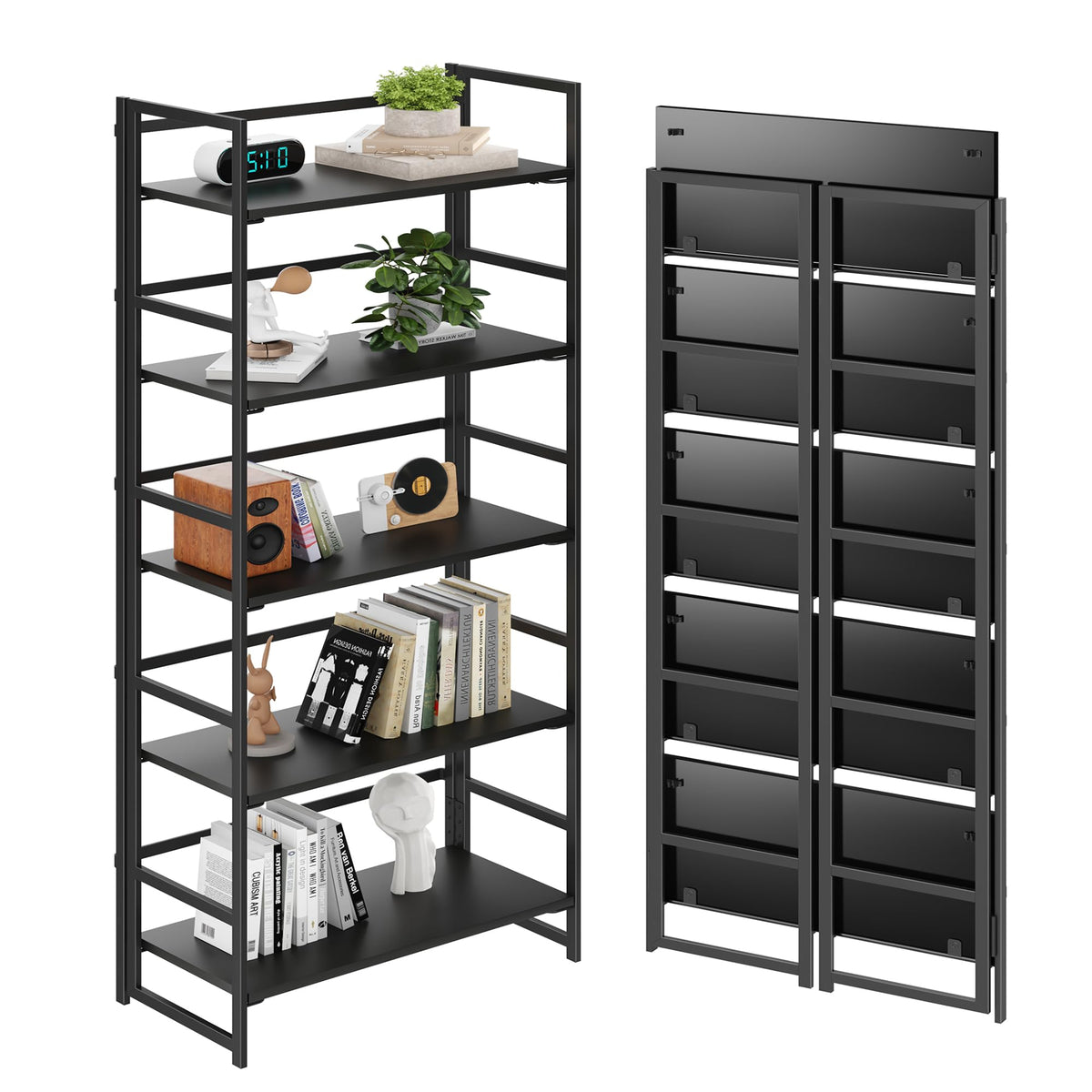 Vintage Multifunctional Folding Bookshelf, No-Assembly - Image 1