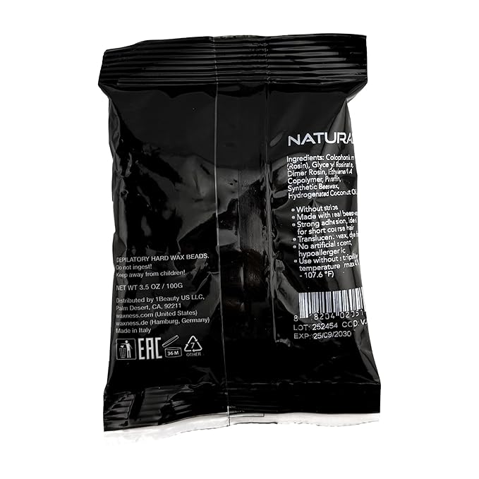 Waxness Film Hard Wax Beads Natural 3.5 oz (100 g) – Stripless Hard Wax Sample Size – Made in Italy
