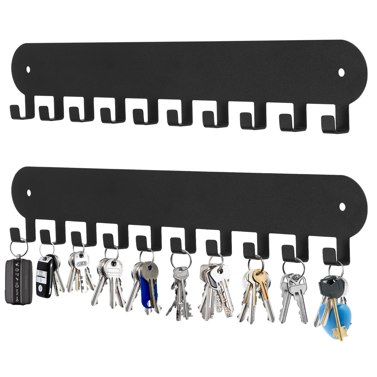 2 Pack Key Holder for Wall, Key Hooks with 10 Hooks, Black - Image 1