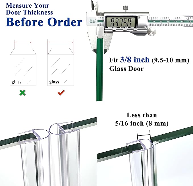 Glass Shower Door Seal Strip, 4 Pack x 39" U for 3/8 Inch Glass Sliding Frameless Shower Door Side Seal, Vertical Shower Door Seal, Ultra Clear Polycarbonate Door Sweep Stop Shower Leaks