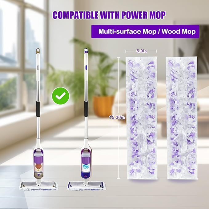 18 Pack Disposable Power Mop Refills for Swiffer Power Mop - 5X Cleaning Power Mop Pads for All Multi-Surface Hardwood Floor Cleaning, 12 Layers Thickened Durable | Super Absorbent | Unscented