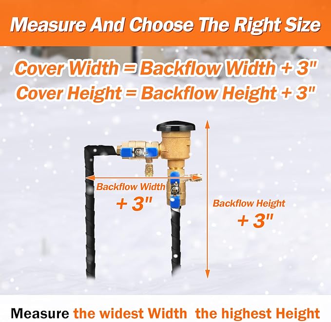 Backflow Preventer Pipe Insulation Cover (5°F) - Irrigation Sprinkler Valve Insulated Pouch - Water Well Pump Cover - Sturdy 5 Layers for Winter Freeze Protection, 30" W x 24" H, Black