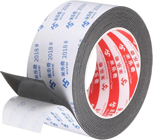 PATIKIL Sponge Rubber Foam Tape, 1 31/32" W x 5/64" t x 16.4ft l Self-Adhesive Foam Insulation Tape Weather Stripping for Window Door Soundproofing Weatherstrip AC Seal Strip, Black