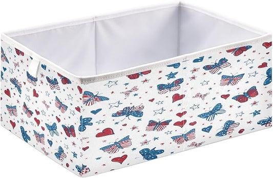 Bolaz Butterfly Hearts Stars Pattern Closet Organizers Storage Cubes Storage Bins Shelf Baskets Containers for Home Room Office,Rectangle