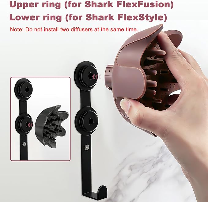 Wall Mount Holder for Shark FlexFusion and for Shark Flex Style, Hair Tool Organizer Rack with Cord Hanger for Accessories, Curlers, Brushes, Diffuser, Bathroom Storage, Space Saving