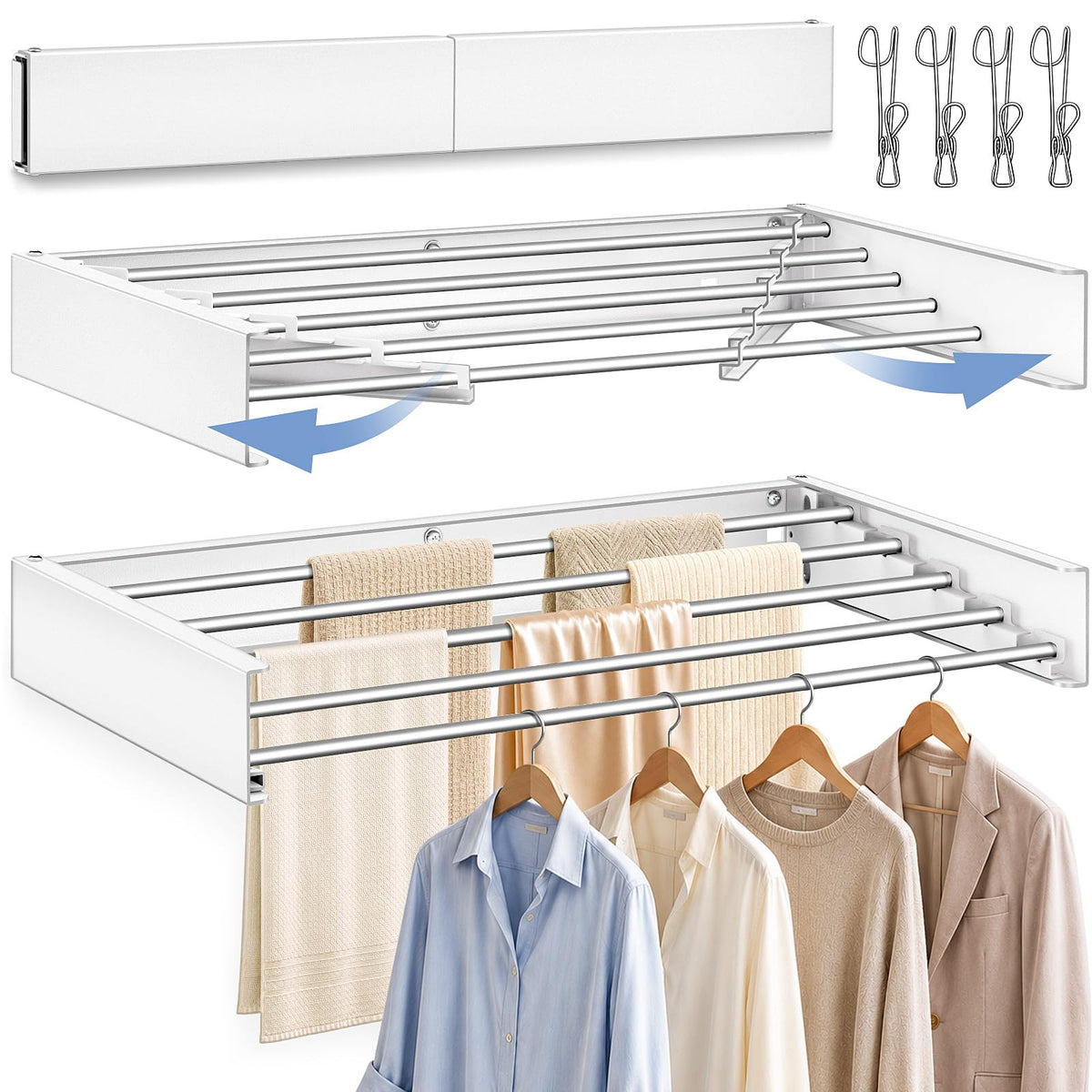 32'' Wall Mounted Clothes Drying Rack, Foldable & | Laundry & Clothing - Image 1