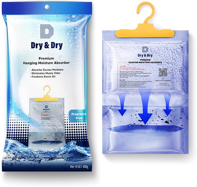 Dry & Dry 5 Packs [Net 14.1 Oz/Pack] Moisture Absorbers for Home, Basement & Bedroom - Small Dehumidifiers