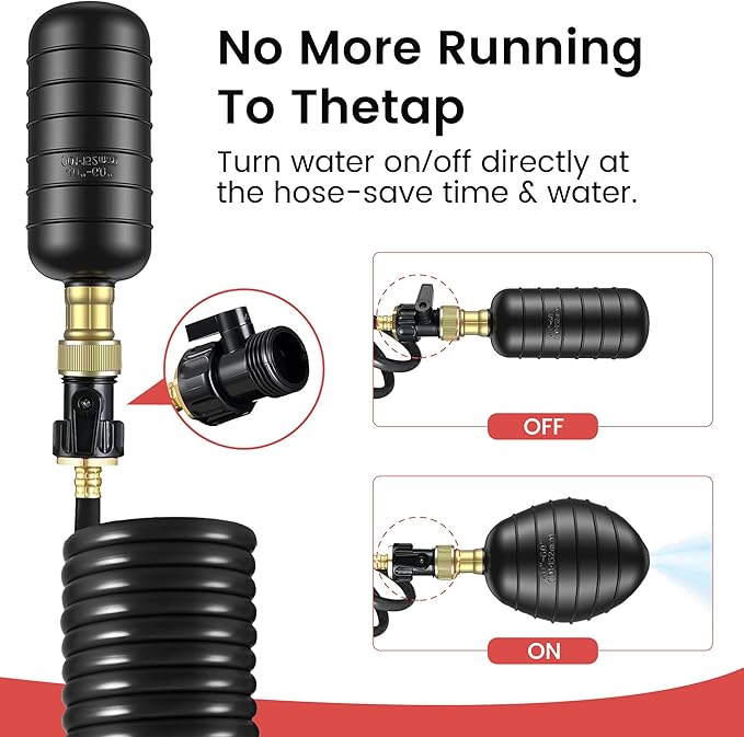 3-Pack Drain Cleaning Bladder Kit, Water-Powered Clog Remover for 1″–6″ Straight Pipes, 10FT Hose with Shut-Off Valve & Brass Faucet Adapter, Ideal for Floor Drains, Cleanouts & Main Lines