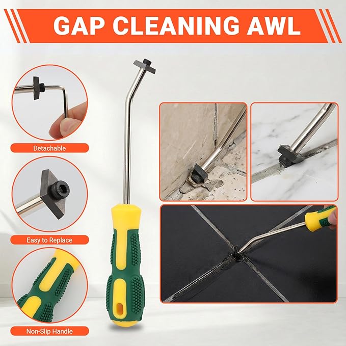 37-Piece Grout Removal Tool Kit, Tungsten Carbide Blades & Ergonomic Handle, 9-in-1 Grout Saw and Caulk Remover for Bathroom, Shower, Floor Tile Cleaning and Repair