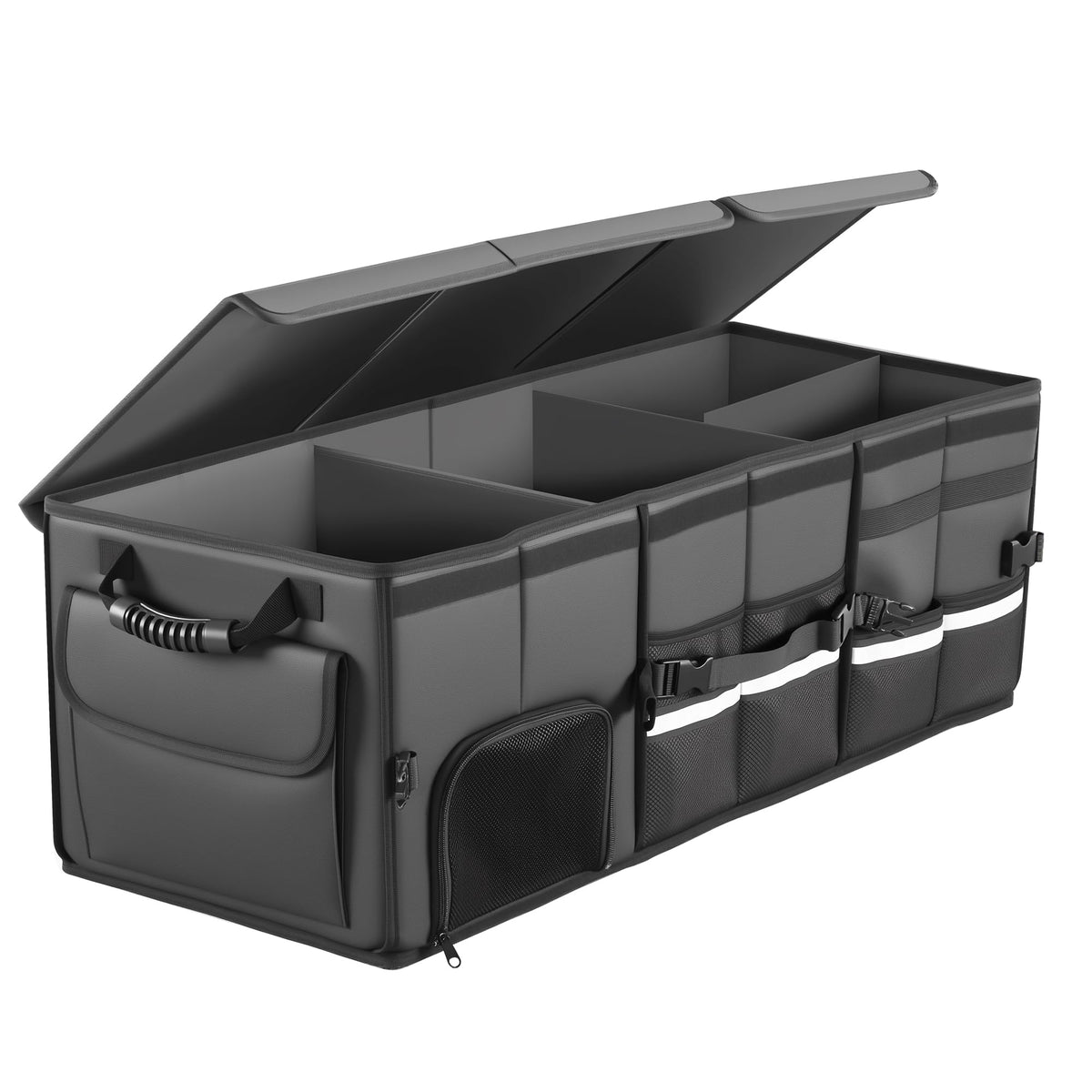 Car Trunk Organizer, 3 Compartment Collapsible Trunk Storage - Image 1