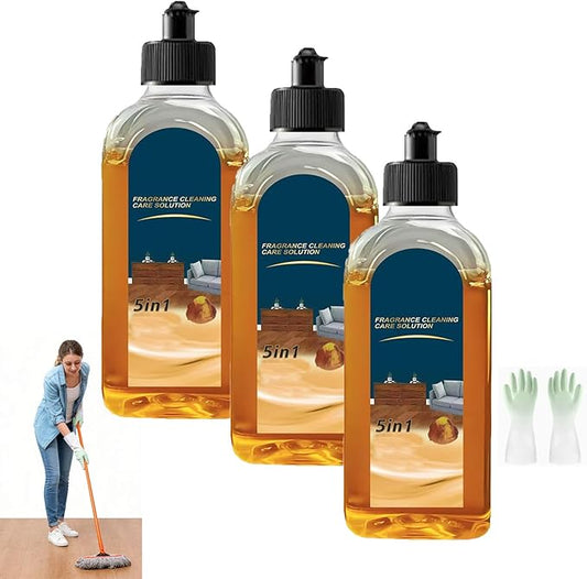 5-in-1 Hardwood Floor Cleaner, 2026 multi surface cleaner, 100 ml/3.38 oz Concentrated Multi Surface Cleaning Solution for Tile, Laminate and Wood, Streak-Free Shine for Kitchen and Bathroom (3pcs)