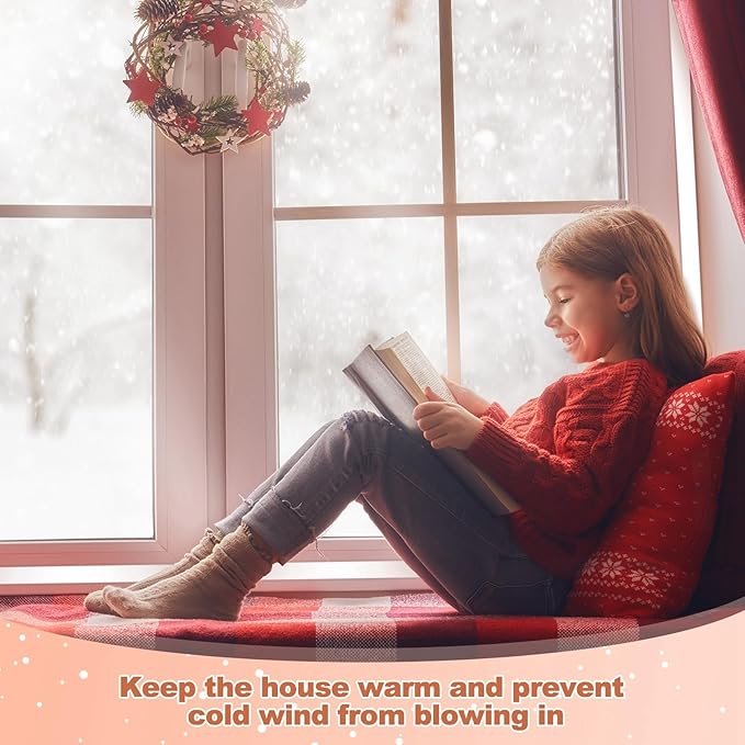 47 x 63 Inch Adjustable Window Insulation Kit Cuttable Transparent Film with Adhesive Straps Reusable Window Plastic for Winterizing Thicken Thermal Waterproof Insulation Cover Warm Winter
