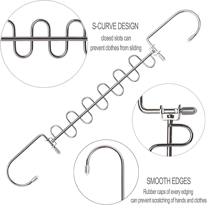 GEFTOL Metal Space Saving Hangers 12 Slots New Version Hanger Magic Cascading Hanger Closet Wardrobe Clothes Organizer(4 Pack)