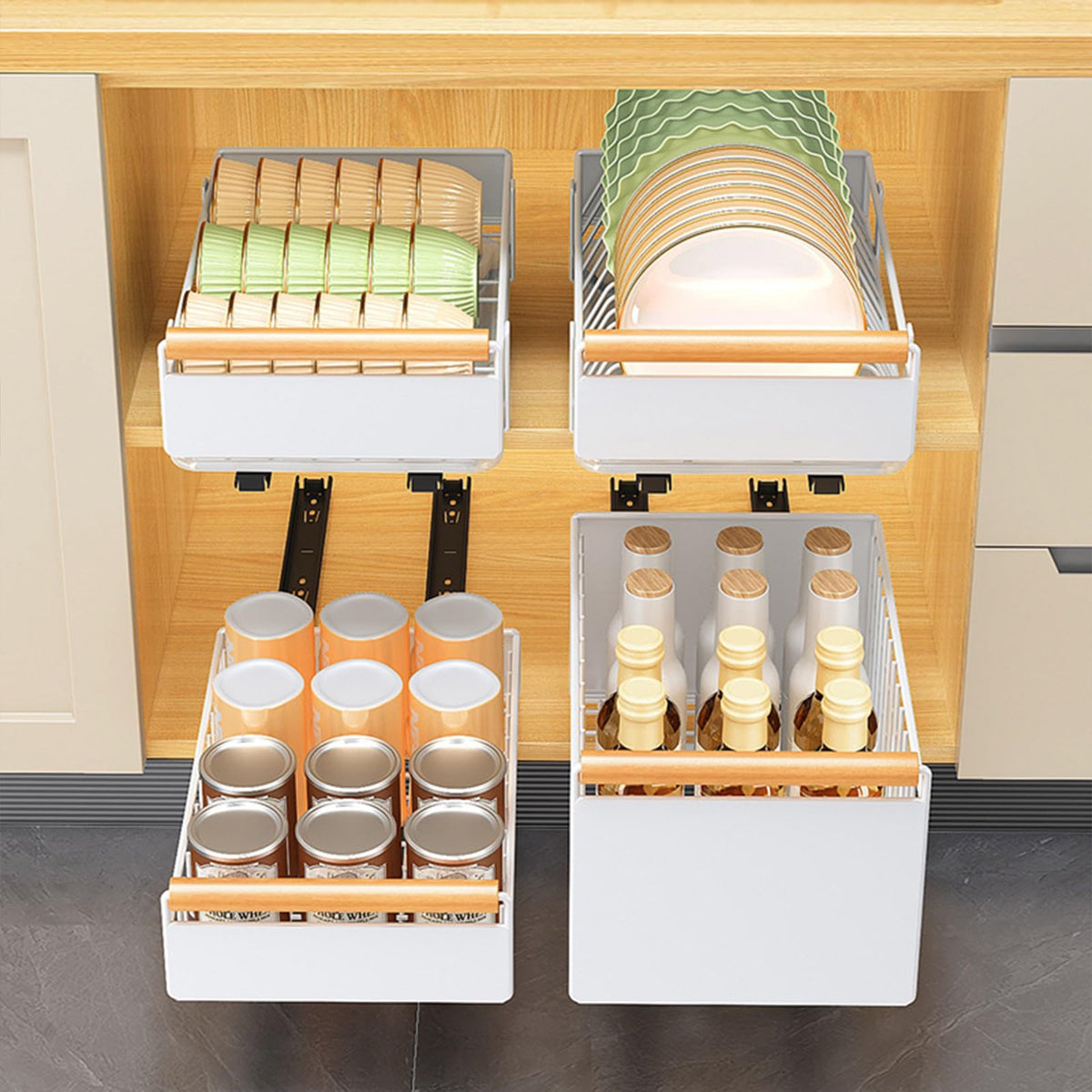 Pull-Out Cabinet Telescopic Drawer, Kitchen Storage Shelf - Image 1