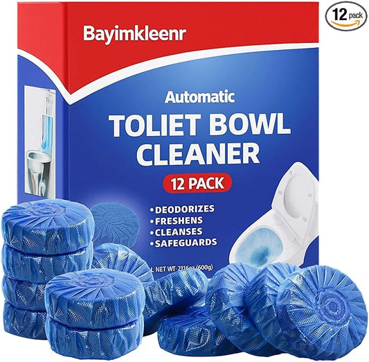 Automatic Toilet Cleaner Tablets, Septic Tank Safe, Removes Hard Water Rings and Stains, Deodorizes, Fresh Scent Toilet Tank Cleaner for Bathroom-(12 PACK)