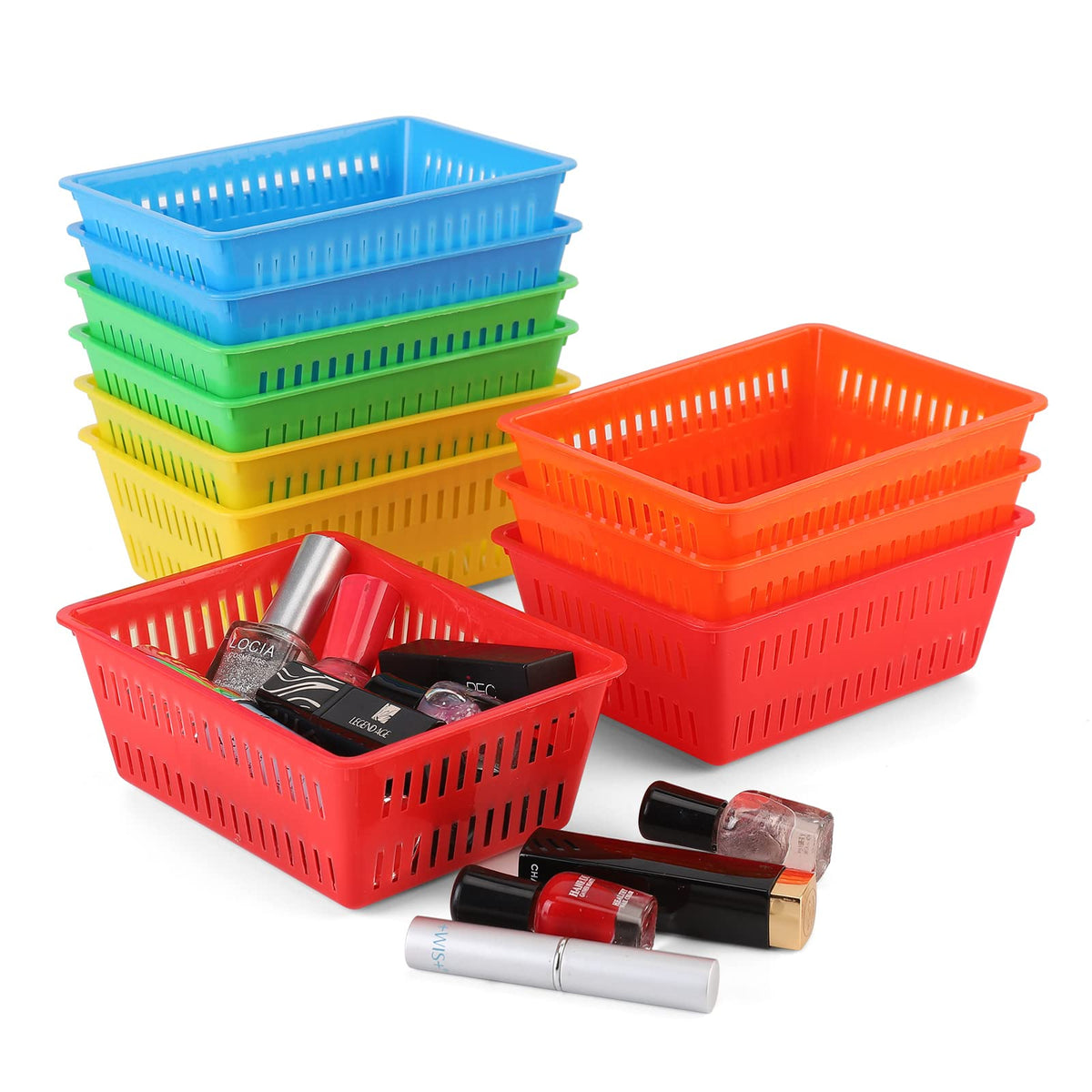 10 Pack Mini Storage Baskets Bins, Plastic Organizer Basket - Image 1
