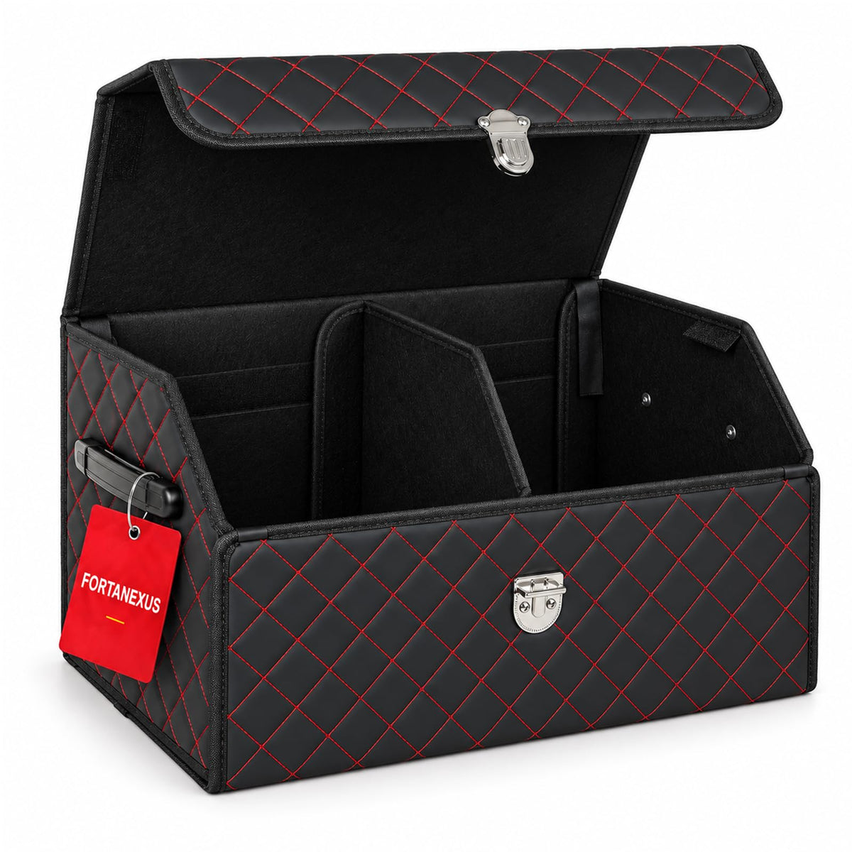 Car Trunk Organizer with Sturdy Faux Leather Lid - 20.9 inch 48L - Image 1