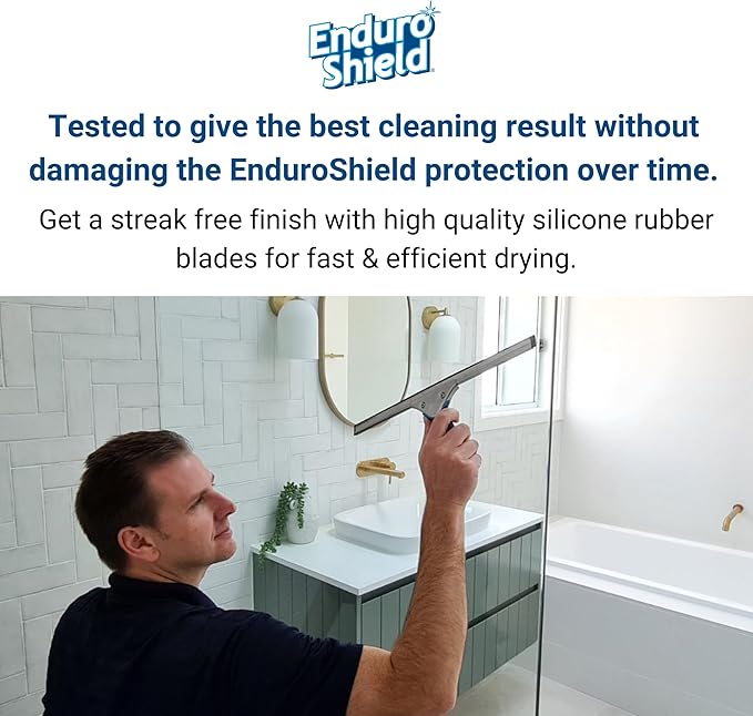 Glass Treatment Kit - Repels Soap Scum, Grime & Dirt without Harsh Chemicals + Approved Professional Grade Squeegee for showers and windows