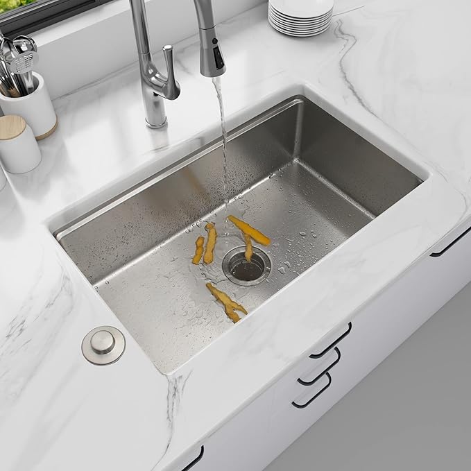 LQS Kitchen Sink Garbage Disposal Flange and Sink Stopper, fit 3-1/2 Inch Standard Sink Drain Hole Colour Chrome Finish