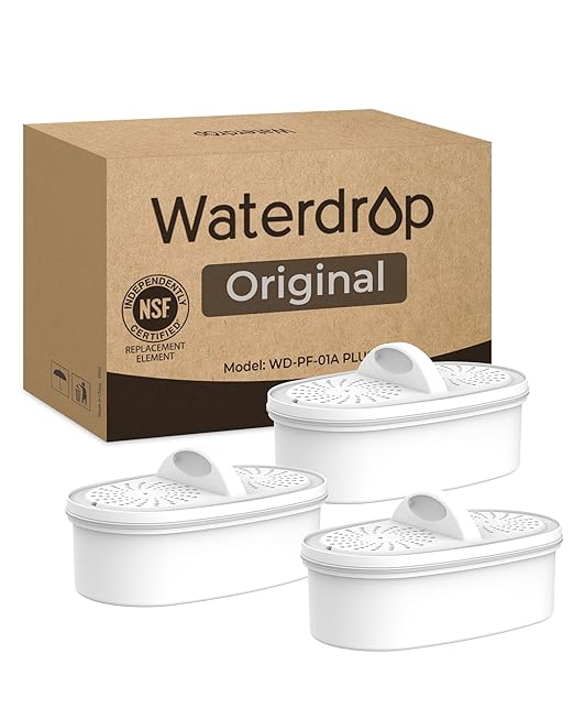 [Original] Waterdrop Filter Replacement for All Waterdrop Pitcher Filtration System, WD-PF-01A Plus, Reduces Lead, PFAS, PFOA/PFOS, Chlorine, Last Up to 3 Months or 200 Gallons (Pack of 3)