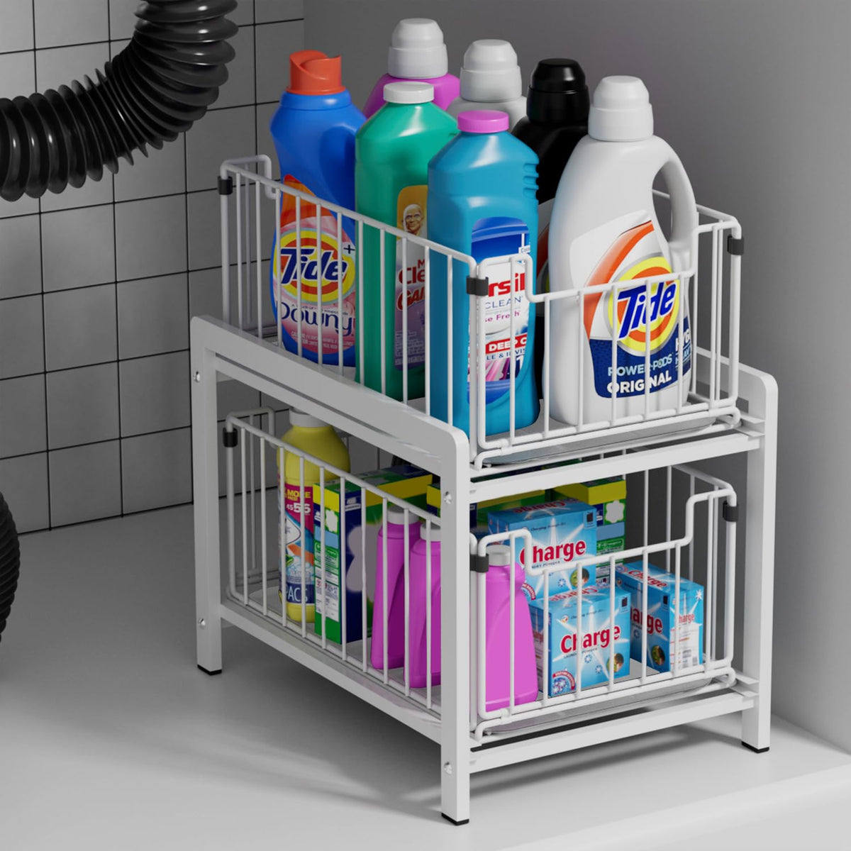 2-Tier Pull Out Cabinet Organizer, Slide Out Under Sink Organizer - Image 1
