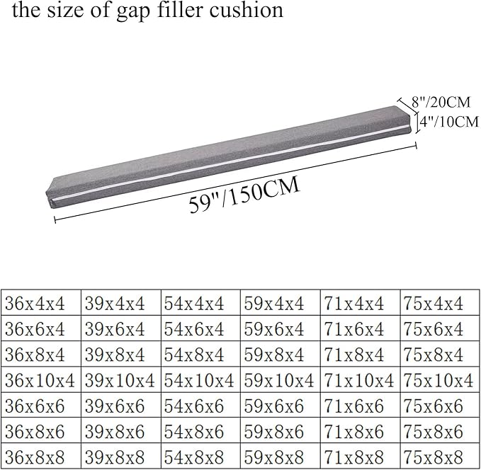 SAMTY Bed Gap Filler for headboard Space Gap Filler Bolster Pillow Stopper for Sofa Crack Filler Between Headboard and Mattress Extender Queen Size 59x 8x4 Inch