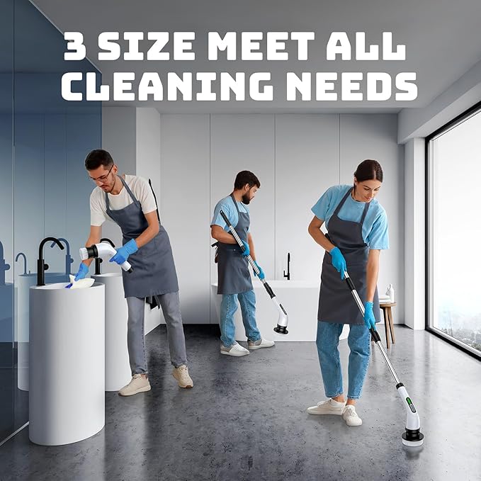 2 Pieces Electric Spin Scrubber - Cordless Bathroom Scrubber with 7 Brush Heads - Dual Speed IPX7 Waterproof Power Scrubber for Heavy-Duty Bathtub, Glass, Tile, and Car Cleaning